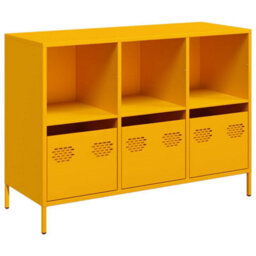 Berkfield Sideboard Mustard Yellow 101.5X39X73.5 Cm Cold-Rolled Steel - thumbnail 2