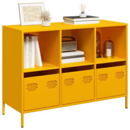 Berkfield Sideboard Mustard Yellow 101.5X39X73.5 Cm Cold-Rolled Steel - thumbnail 1