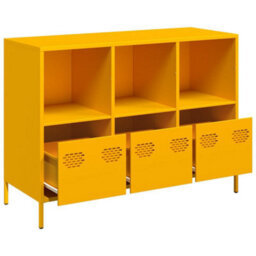 Berkfield Sideboard Mustard Yellow 101.5X39X73.5 Cm Cold-Rolled Steel - thumbnail 4
