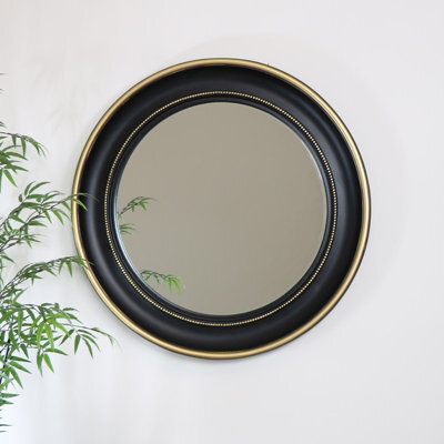 Melody Maison Round Black & Gold Wall Mirror 90Cm X 90Cm - image 1