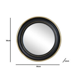 Melody Maison Round Black & Gold Wall Mirror 90Cm X 90Cm - thumbnail 7