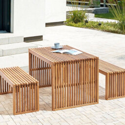 Wyld And Coco Acacia Living 2-Seater Garden Dining Bench - Modern Rustic Brown, W105 X D35 X H43Cm - thumbnail 2