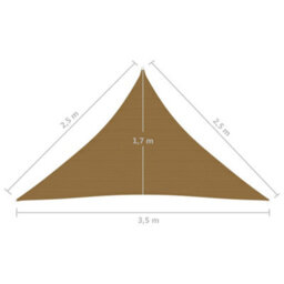 Berkfield Sunshade Sail 160 G/m2 Taupe 2.5X2.5X3.5 M Hdpe - thumbnail 6