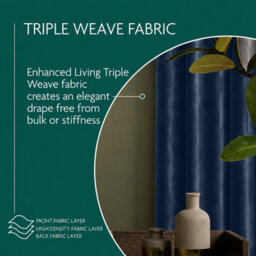 Aspire Homeware Navy Blackout Velvet Curtain Thermal Insulated Eyelet Window Curtain Pair (W)117Cm X (D)137 - thumbnail 5
