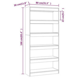 Berkfield Book Cabinet/room Divider Smoked Oak 80X30X166 Cm Engineered Wood - thumbnail 7