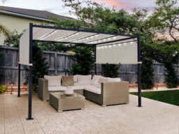 Beliani Gazebo Led Parga Metal 310 Cm 310 Cm Beige - thumbnail 2