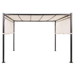 Beliani Gazebo Led Parga Metal 310 Cm 310 Cm Beige - thumbnail 1