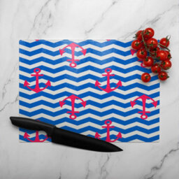 Benjamin Tate Design Anchors On Zig Zag Stripes Glass Chopping Boarddesigner Style - thumbnail 3