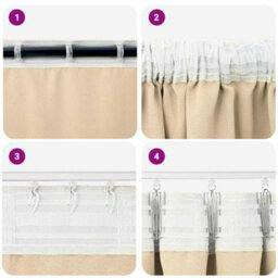 Berkfield Curtains With Curtains 2 Pcs Cream 225 X 140 Cm Polyester - thumbnail 6