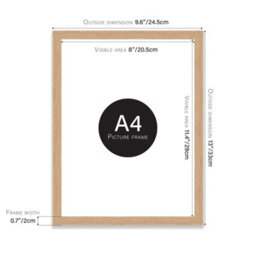 A4 Oak Picture Frame Fits A4 (21 X 29.7Cm - 8.3 X 11.7In) Poster, Photo, Artwork, Or Print. - thumbnail 2