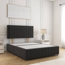 Bsspoke Sophia Divan Bed Set Black Plush Velvet 2Drawers Footend No Mattress & 24Inch Headboard & Footboard In 4Ft 4Ft6 5Ft 6Ft - thumbnail 1