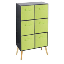 Urbn-Living Urbnliving 91Cm Height 6 Cube Black Wooden Bookcase With Pine Legs Living Room Green Shelf Storage Drawers - thumbnail 1