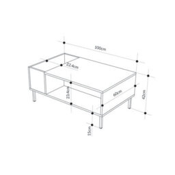 Decortie Vena Modern Coffee Table 100Cm Vertical Planter Shelf Open Storage Tray Black Metal Legs Ash Green Living Room - thumbnail 3