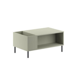 Decortie Vena Modern Coffee Table 100Cm Vertical Planter Shelf Open Storage Tray Black Metal Legs Ash Green Living Room - thumbnail 2