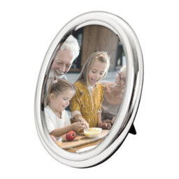 Happy Homewares Contemporary Oval Silver Plated Metal 5 X 7 Picture Frame With Rounded Border - thumbnail 3