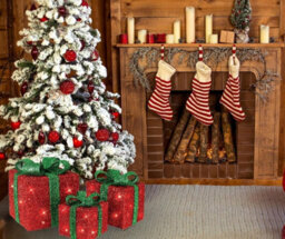 Christmas Light Up Gift Boxes - 3Pc Led Decoration Set With 58 Warm White Lights (Red Box With Green Bow) - thumbnail 4