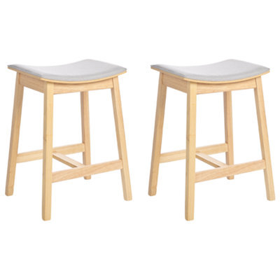 Beliani Set Of 2 Bar Stools Dixon Wood Light Brown/ Grey - image 1