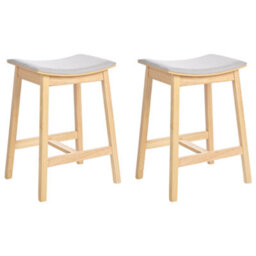Beliani Set Of 2 Bar Stools Dixon Wood Light Brown/ Grey - thumbnail 1