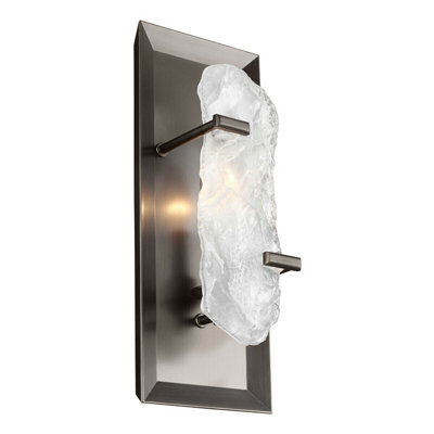 Antique Bronze Wall Light With Crystal Glass And Concealed Bulb, Led E14 60W