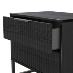 Ancona Matt Black Ash 2 Drawer Non-Extendable Bedside Table (H)515mm (W)575mm (D)395mm - thumbnail 6