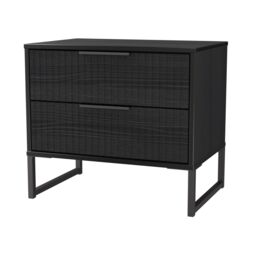 Ancona Matt Black Ash 2 Drawer Non-Extendable Bedside Table (H)515mm (W)575mm (D)395mm - thumbnail 3