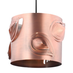 Happy Homewares Antique Copper Metal Easy Fit Pendant Lamp Shade With Laser Cut Leaves - thumbnail 4