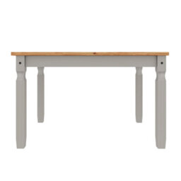 "Mercers Furniture Corona Grey Wax 4'0"" Dining Table Solid Wood Pine Wooden Kitchen With Mexican Styling" - thumbnail 3