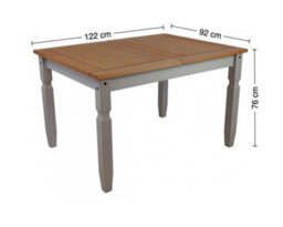"Mercers Furniture Corona Grey Wax 4'0"" Dining Table Solid Wood Pine Wooden Kitchen With Mexican Styling" - thumbnail 2