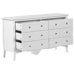 Beliani White 6-Drawer Chest Of Drawers 75 X 130 Cm Modern French Style - thumbnail 5