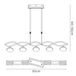 Luminosa Lighting Luminosa Alfa Linear Pendant 5 Light G9, Polished Brass - thumbnail 6