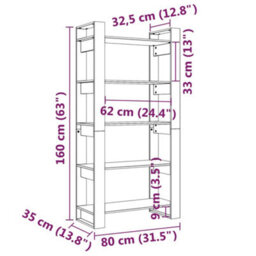 Berkfield Book Cabinet/room Divider Grey 80X35X160 Cm Solid Wood - thumbnail 8