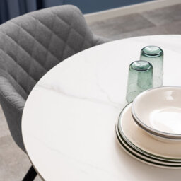 Furniture To Go Malta Ceramic Round Dining Table In White 90X75Cm - thumbnail 3