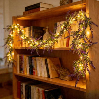 Amorly 35 Led Lavender Willow Vine Lights Artificial Plants String Lights Flexible Diy Tree Branch For Party Home Decor - image 1