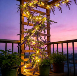 Amorly 35 Led Lavender Willow Vine Lights Artificial Plants String Lights Flexible Diy Tree Branch For Party Home Decor - thumbnail 5