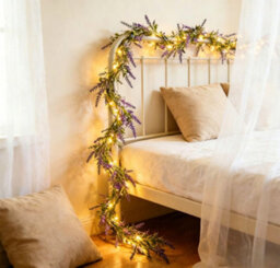 Amorly 35 Led Lavender Willow Vine Lights Artificial Plants String Lights Flexible Diy Tree Branch For Party Home Decor - thumbnail 3