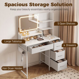Homcom Vanity Dressing Table With 3-Colour Led Mirror And Power Outlet - thumbnail 6