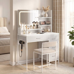 Homcom Vanity Dressing Table With 3-Colour Led Mirror And Power Outlet - thumbnail 2