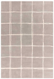 Grey Chequered Wool Modern Shaggy Handmade Rug For Living Room Bedroom & Dining Room-120Cm X 170Cm - thumbnail 6