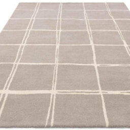 Grey Chequered Wool Modern Shaggy Handmade Rug For Living Room Bedroom & Dining Room-120Cm X 170Cm - thumbnail 3