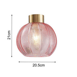 "Britalia Antique Gold & Pink Ribbed Glass Vintage Retro Easy Fit Globe Dome Pendant Shade - 20.5Cm Diameter (8"") - None Electric Pendant" - thumbnail 6