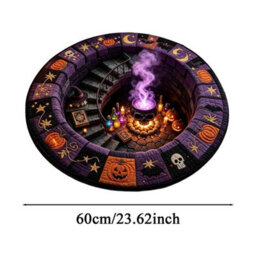Amorly 60Cm Halloween Optical Illusion, Rug Plush Non-Slip, Pumpkin Illusion Carpet Modern Soft Floor,doormat For Home, Bedroom Indoor - thumbnail 5