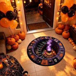 Amorly 60Cm Halloween Optical Illusion, Rug Plush Non-Slip, Pumpkin Illusion Carpet Modern Soft Floor,doormat For Home, Bedroom Indoor - thumbnail 2