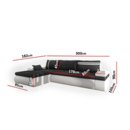 Oslo Living Room Sleeper Corner Sofa With Storage Bed Function Chipboard Wood Frame Hr Foam Graphite And White Left - thumbnail 6