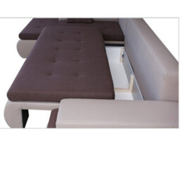 Oslo Living Room Sleeper Corner Sofa With Storage Bed Function Chipboard Wood Frame Hr Foam Graphite And White Left - thumbnail 4