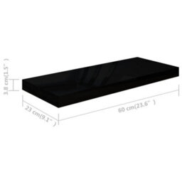 Berkfield Floating Wall Shelves 4 Pcs High Gloss Black 60X23.5X3.8 Cm Mdf - thumbnail 8