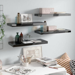 Berkfield Floating Wall Shelves 4 Pcs High Gloss Black 60X23.5X3.8 Cm Mdf