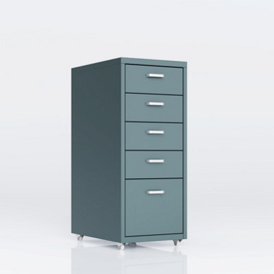 Flexispot Five Drawers Movable Under-Desk File Cabinet Grey Blue - image 1