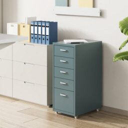 Flexispot Five Drawers Movable Under-Desk File Cabinet Grey Blue - thumbnail 2