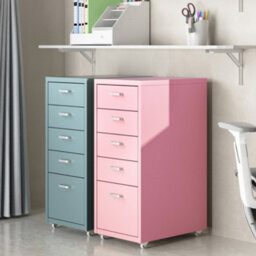 Flexispot Five Drawers Movable Under-Desk File Cabinet Grey Blue - thumbnail 4