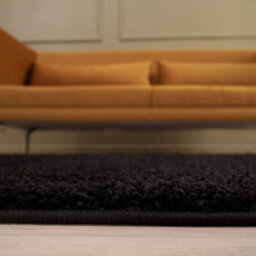 The Rugs Black Soft Plain Design Fluffy Shaggy Rugs And Runners High Pile Living Room Kitchen Hallway 380 - thumbnail 4